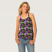 Zwarte paarse tropische flora waterverf patroon