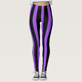 Zwarte & Paarse Verticale Strepen Halloween Kostuu Leggings