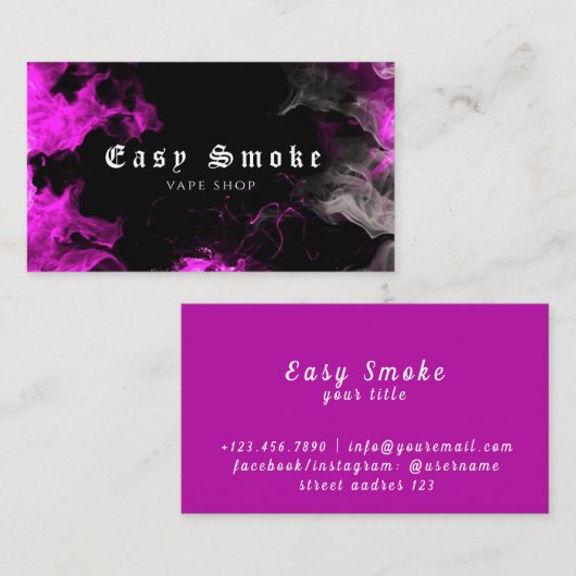 Zwarte Paarse Visitekaartje voor tapeshop (Voorkant / Achterkant)