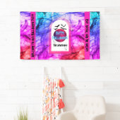 Zwarte Paarse vleermuizen Happy Halloween Party We Spandoek (Insitu)