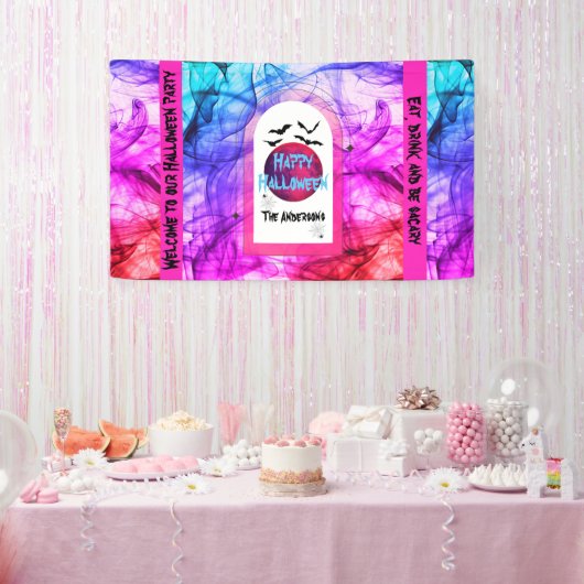 Zwarte Paarse vleermuizen Happy Halloween Party We Spandoek (Feest)