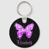 Zwarte paarse vlinder sleutelhanger (Voorkant)