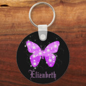 Zwarte paarse vlinder sleutelhanger (Achterkant)