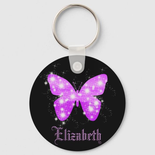 Zwarte paarse vlinder sleutelhanger (Achterkant)