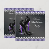 Zwarte Paarse vrijgezellenfeest Kaart (Voorkant / Achterkant)