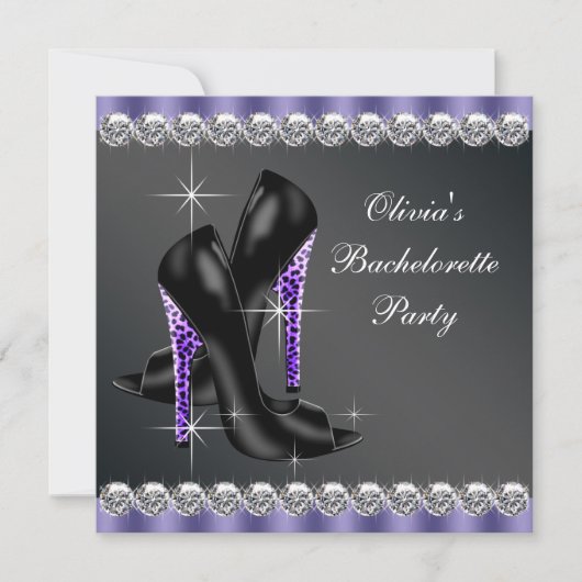 Zwarte Paarse vrijgezellenfeest Kaart (Voorkant)