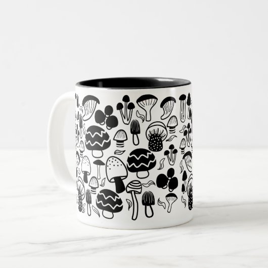Zwarte paddenstoel Witte Mok (Voorkant links)