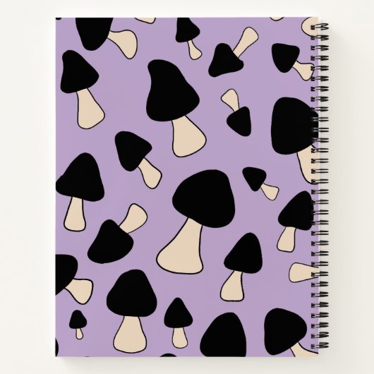 Zwarte paddenstoelen op zacht Paarse receptenboek Notitieboek (Achterkant)