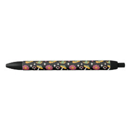 Zwarte Paddestoel, Regenboog en Daisies Patroon Zwarte Inkt Pen
