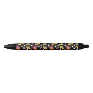 Zwarte Paddestoel, Regenboog en Daisies Patroon Zwarte Inkt Pen