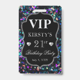 Zwarte Pailletten Glitter Vintage Frame Verjaardag Badge