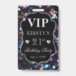 Zwarte Pailletten Glitter Vintage Frame Verjaardag Badge