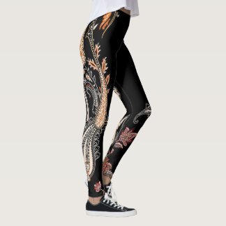 Zwarte Paisley Bloem Motief Leggings