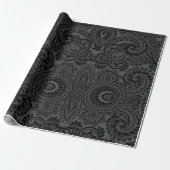 Zwarte Paisley: Cadeaupapier (Uitgerold)