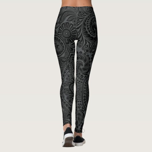 Zwarte Paisley: Leggings (Achterkant)