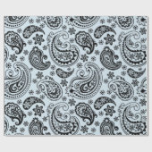 Zwarte  Paisley Light Blue-achtergrond Cadeaupapier (Vlak)