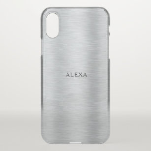 Zwarte paisley metalen zilveren achtergrond iPhone XS hoesje