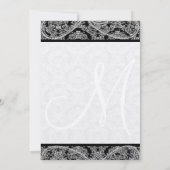 Zwarte Paisley Monogram Damast Trouwuitnodiging Kaart (Achterkant)