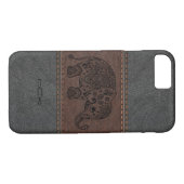 Zwarte Paisley-olifant boven  leder Case-Mate iPhone Case (Achterkant (Horizontaal))
