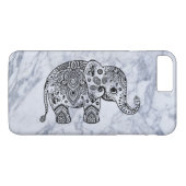 Zwarte Paisley olifant met wit marmer Case-Mate iPhone Case (Achterkant (Horizontaal))