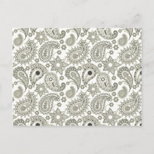 Zwarte Paisley op White Briefkaart