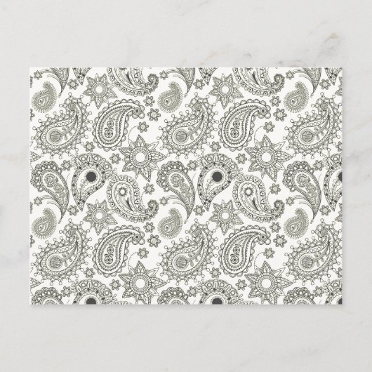 Zwarte Paisley op White Briefkaart (Voorkant)