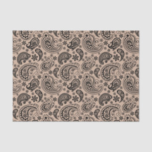 Zwarte  Paisley over Tan Background Tissuepapier