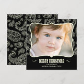 Zwarte Paisley Westerne kerstkaarten Feestdagenkaart (Voorkant / Achterkant)