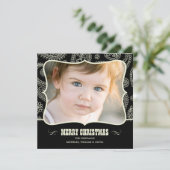 Zwarte Paisley Westerne kerstkaarten Feestdagenkaart (Staand voorkant)