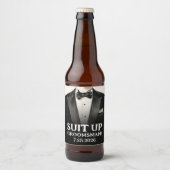Zwarte Pak Bruidsjonker Voorstel Bierlabels Pak Aa Bier Etiket (Voorkant)