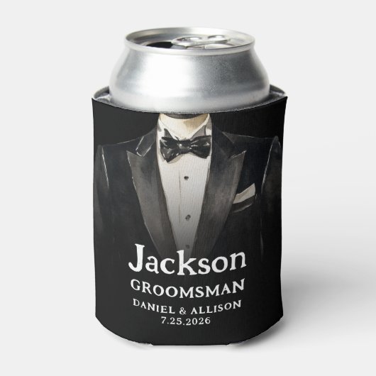 Zwarte pak Groomsman Beer Koelboxxen Blikjeskoeler (Blikje Voorkant)