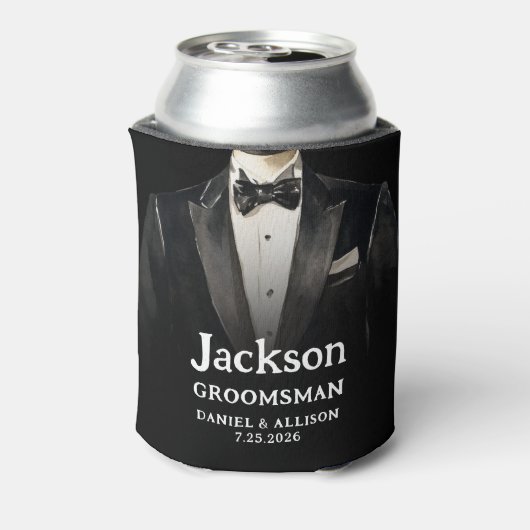 Zwarte pak Groomsman Beer Koelboxxen Blikjeskoeler (Blikje Achterkant)