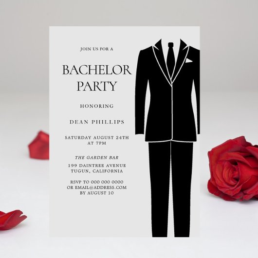 Zwarte pak & stropdas Heren Bachelorfeest Kaart