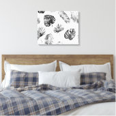 Zwarte palmbladeren: naadloos. canvas afdruk (Insitu (Slaapkamer))