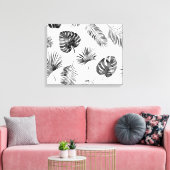 Zwarte palmbladeren: naadloos. canvas afdruk (Insitu (Woonkamer))