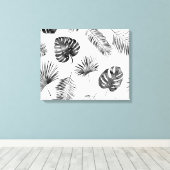 Zwarte palmbladeren: naadloos. canvas afdruk (Insitu (Houten vloer))