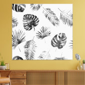 Zwarte palmbladeren:  naadloos. canvas afdruk (Insitu (Woonkamer))