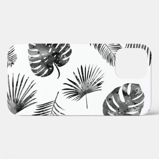 Zwarte palmbladeren:  naadloos. Case-Mate iPhone case (Achterkant (horizontaal))