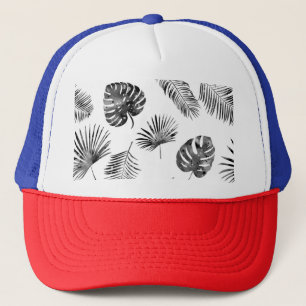 Zwarte palmbladeren: naadloos. trucker pet