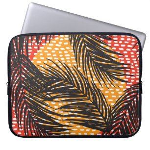 Zwarte palmbladeren, naadloze slagen laptop sleeve