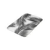 Zwarte palmbladeren op witte achtergrond badmat (Gekanteld)