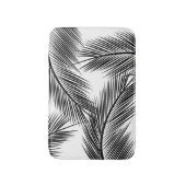 Zwarte palmbladeren op witte achtergrond badmat (Voorkant Verticaal)