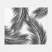 Zwarte palmbladeren op witte achtergrond fleece deken (Voorkant (Horizontaal))