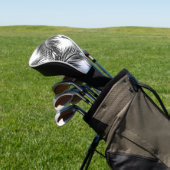 Zwarte palmbladeren op witte achtergrond golfheadcover (Insitu)