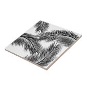Zwarte palmbladeren op witte achtergrond tegeltje (Zijkant)