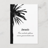 Zwarte palmbladeren verticale strand bruiloft informatiekaartje (Voorkant)