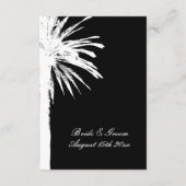 Zwarte palmbladeren verticale strand bruiloft informatiekaartje (Achterkant)