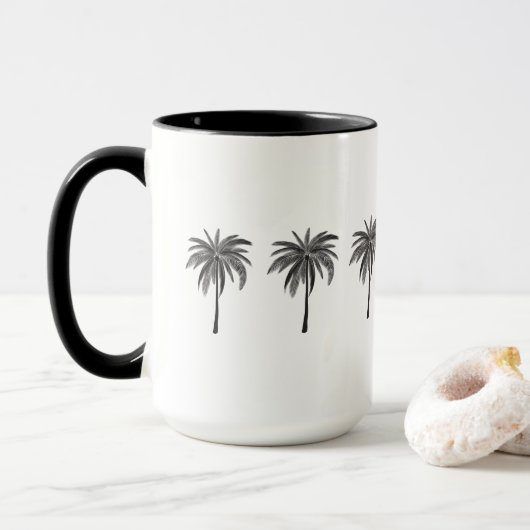 Zwarte palmbomen Combo Mok (Met donut)