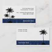 Zwarte palmbomen, zilhouet met blauwe juwelen visitekaartje (Voorkant / Achterkant)