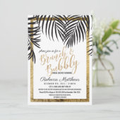 Zwarte palmboom aan gouden grens Brunch Bubble Kaart (Staand voorkant)